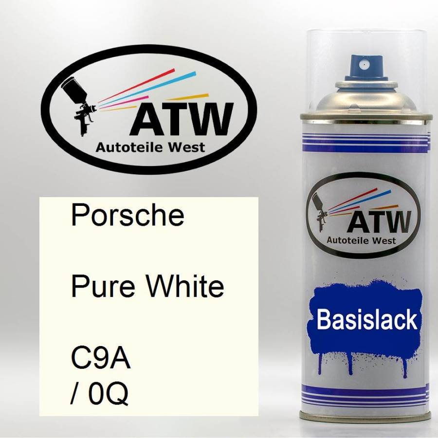 Porsche, Pure White, C9A / 0Q: 400ml Sprühdose, von ATW Autoteile West.